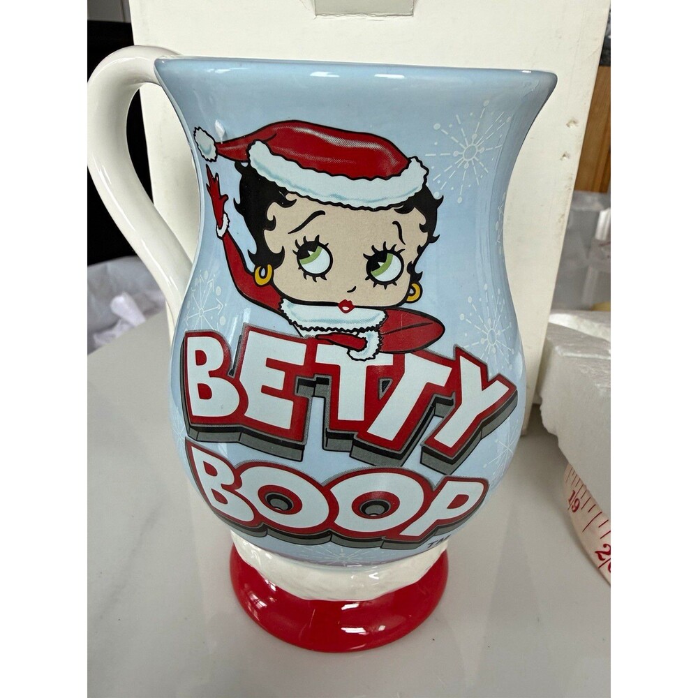 Betty Boop Christmas Pitcher Mug Santa Hat Pudgy 2006 Holiday Collectible